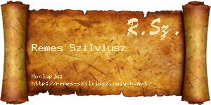 Remes Szilviusz névjegykártya